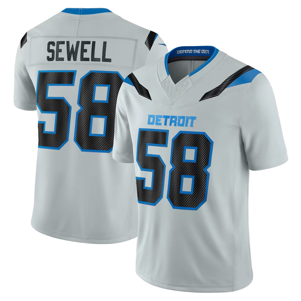 D.Lions #58 Penei Sewell Player Silver Limited 2026 Rivalries Collection Home Game CAdoa Stitched Jerseys
