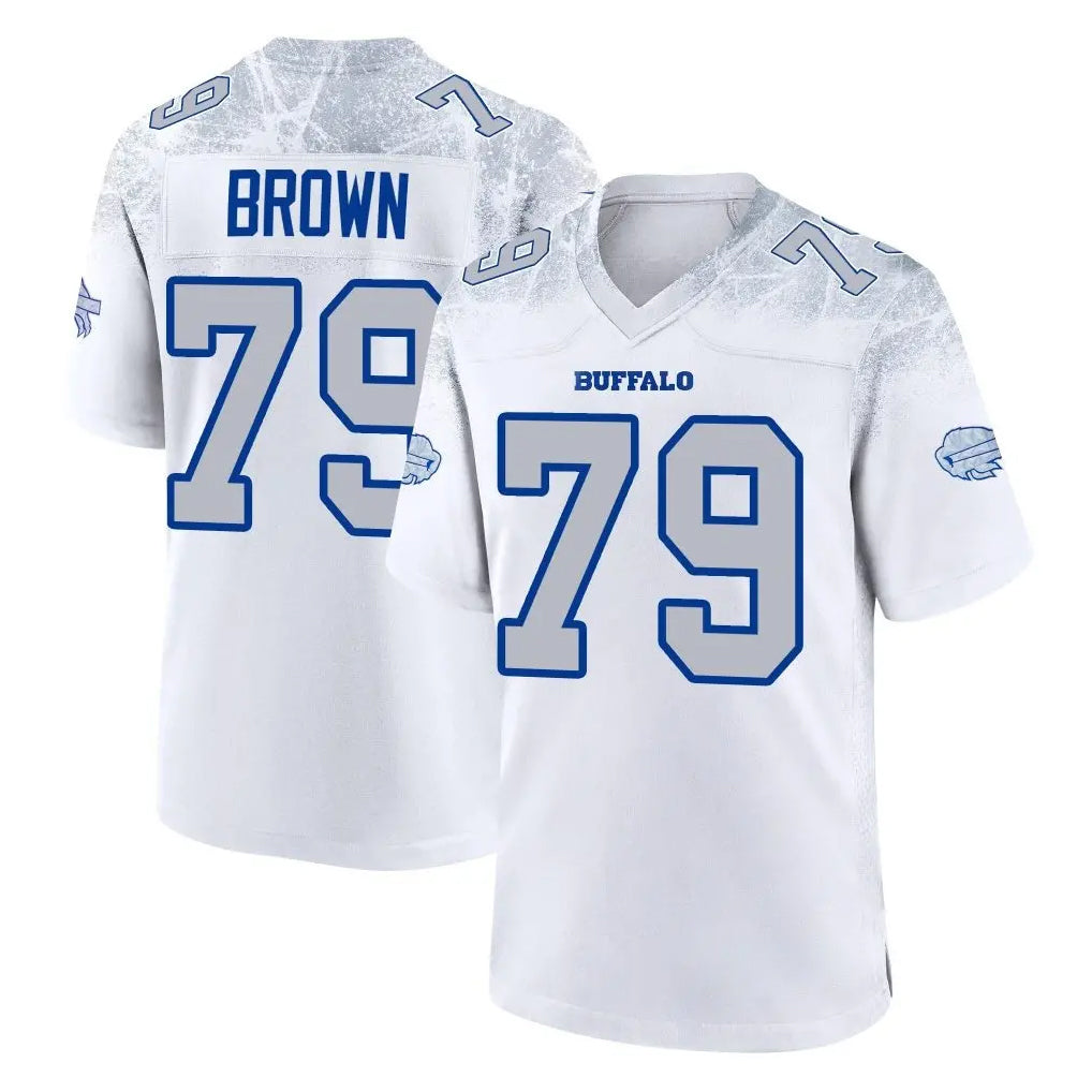 B.Bills #79 Spencer Brown Player White Rivalries Collection Game CAdoa Stitched Jerseys