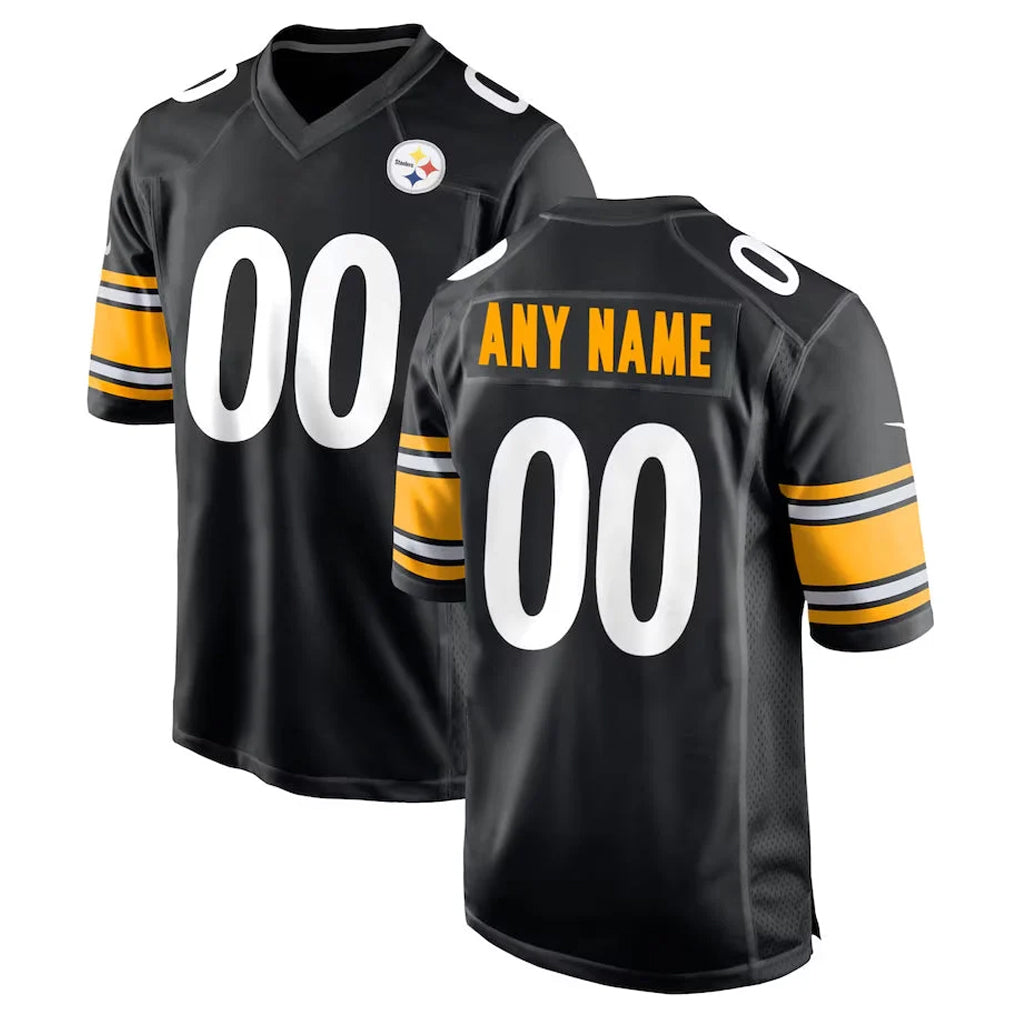 Custom P.Steelers Black Home Game Any Name & Numbers CAdoa Stitched Jerseys