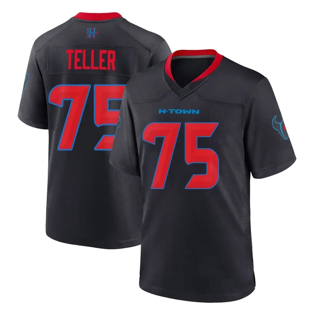 H.Texans #75 Wyatt Teller Player Navy 2nd Alternate Home Game CAdoa Stitched Jerseys