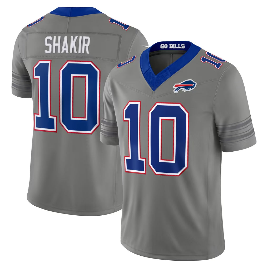 B.Bills #10 Khalil Shakir Player Gray Limited Nickel City Home Game CAdoa Stitched Jerseys