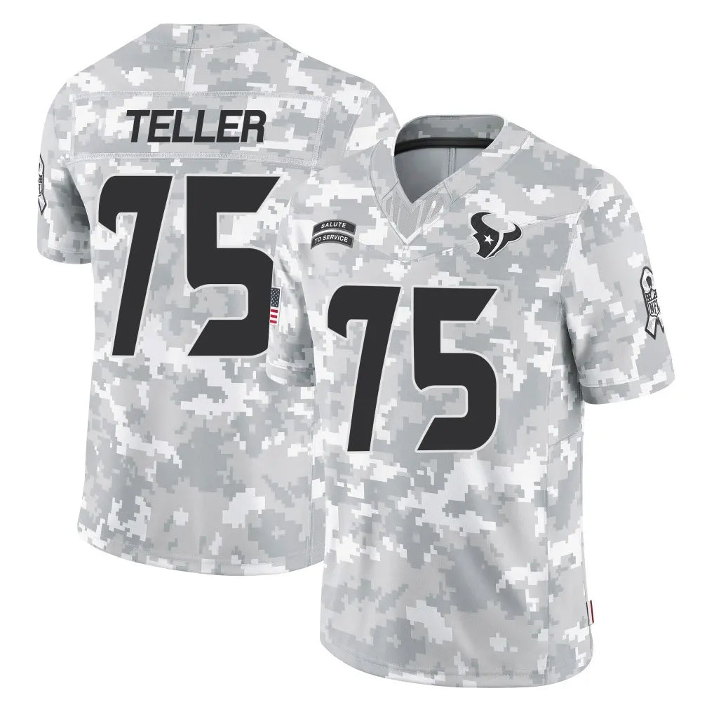 H.Texans #75 Wyatt Teller Player Arctic Camo Salute To Service Limited Game CAdoa Stitched Jerseys
