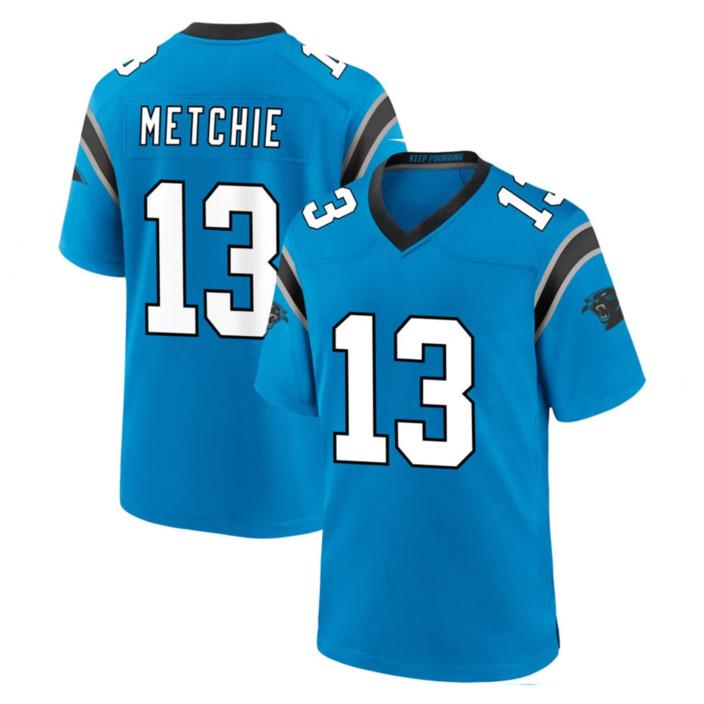 C.Panthers #13 John Metchie III Player Blue Home Game CAdoa Stitched Jerseys