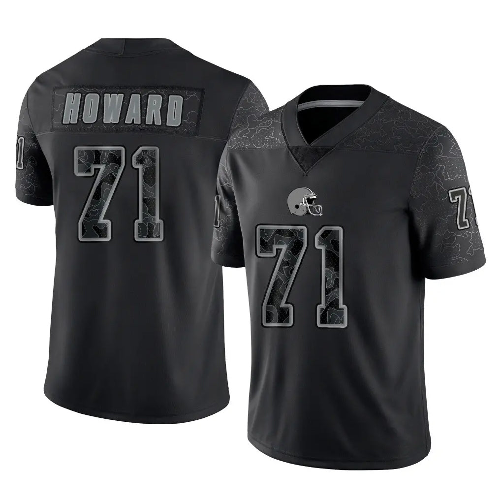 C.Browns #71 Tytus Howard Player Black Reflective Home Game CAdoa Stitched Jerseys