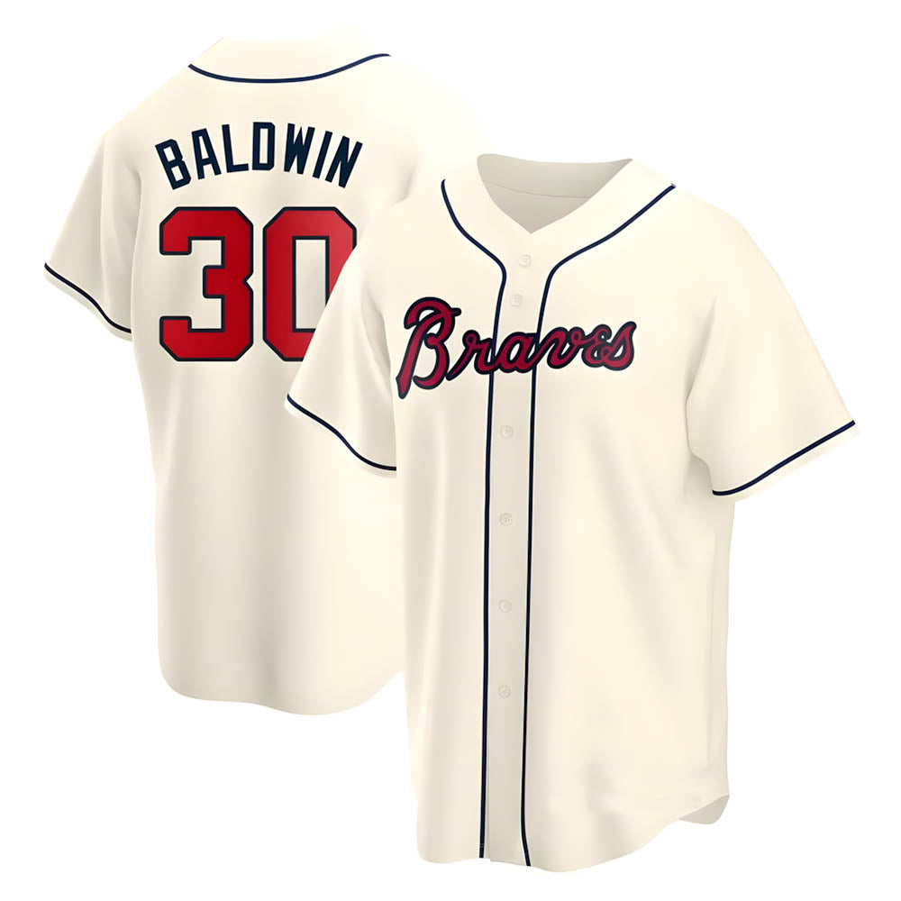 CAdoa A.Braves #30 Drake Baldwin player Cream Replica Alternate Stitched Jerseys