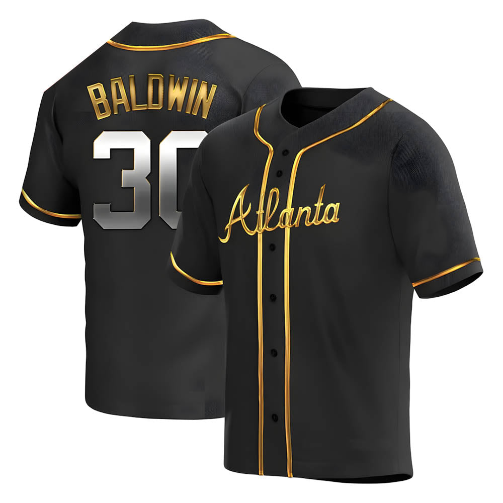 CAdoa A.Braves #30 Drake Baldwin player Gold Replica Black en Alternate Stitched Jerseys