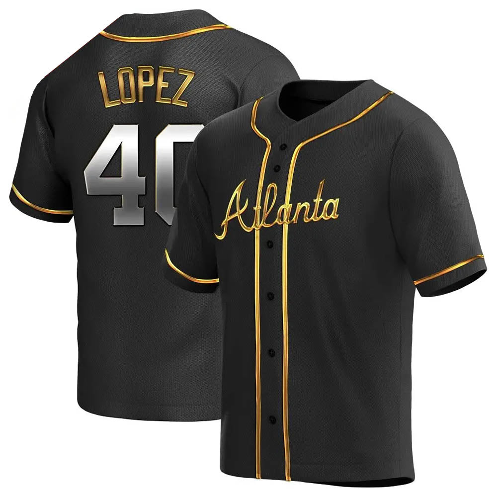 CAdoa A.Braves #40 Reynaldo Lopez player Black & Gold Replica en Alternate Stitched Jerseys