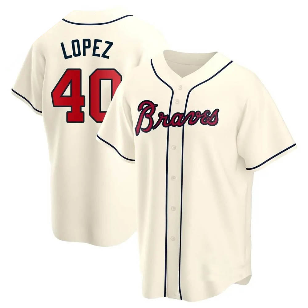 CAdoa A.Braves #40 Reynaldo Lopez player Cream Replica Alternate Stitched Jerseys
