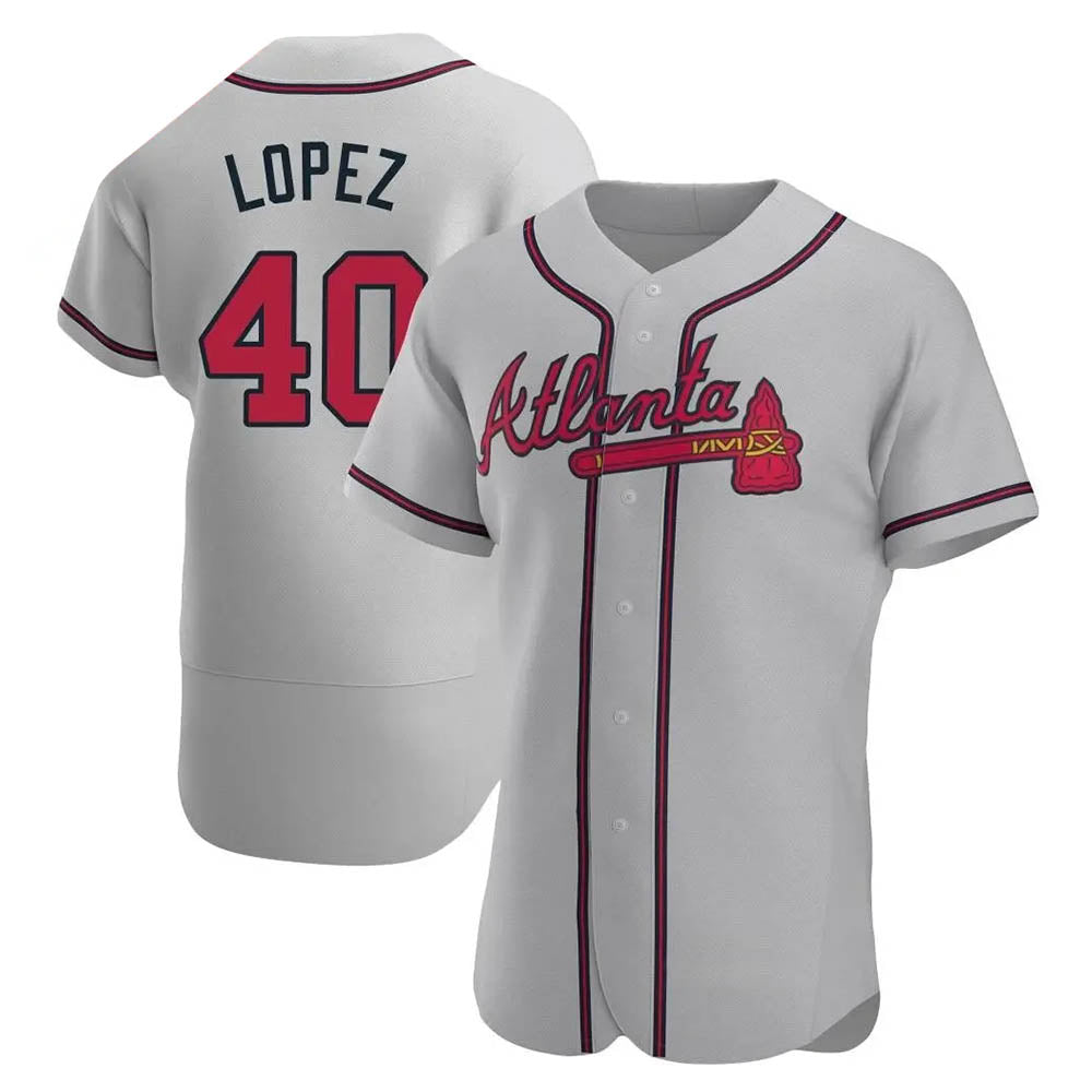 CAdoa A.Braves #40 Reynaldo Lopez player Gray Authentic Road Stitched Jerseys