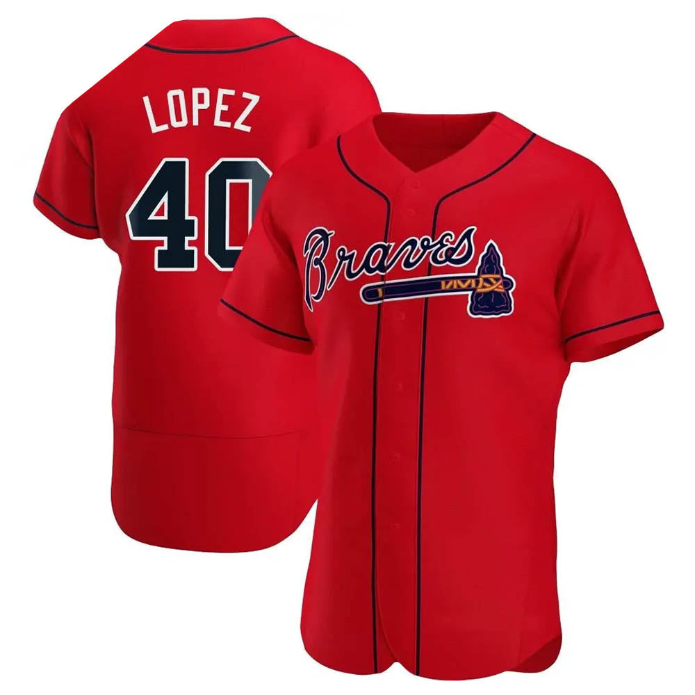 CAdoa A.Braves #40 Reynaldo Lopez player Red Authentic Alternate Stitched Jerseys