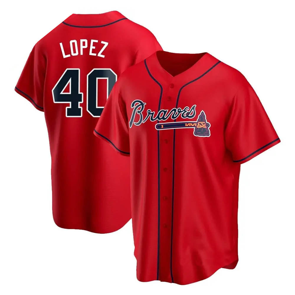 CAdoa A.Braves #40 Reynaldo Lopez player Red Replica Alternate Stitched Jerseys