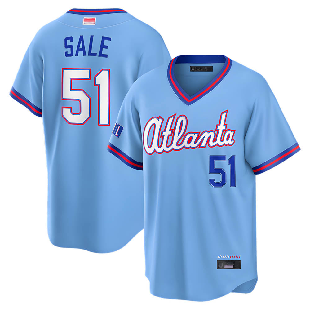 CAdoa A.Braves #51 Chris Sale Player Powder Blue 2026 City Connect T shirt Stitched Jerseys