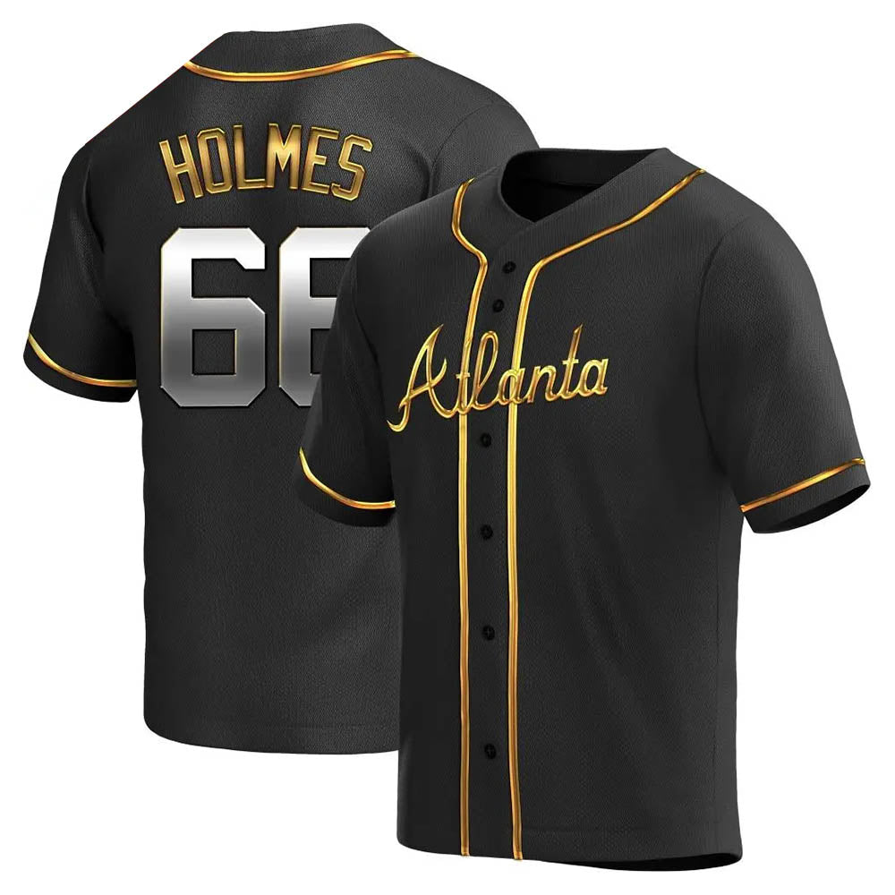 CAdoa A.Braves #66 Grant Holmes Player Black&Gold Replica en Alternate Stitched Jerseys