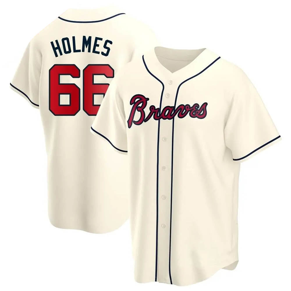 CAdoa A.Braves #66 Grant Holmes Player Cream Replica Alternate Stitched Jerseys