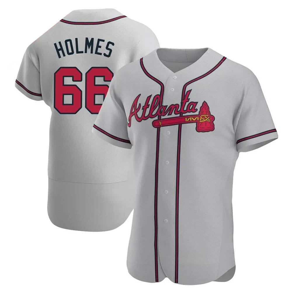 CAdoa A.Braves #66 Grant Holmes Player Gray Authentic Road Stitched Jerseys