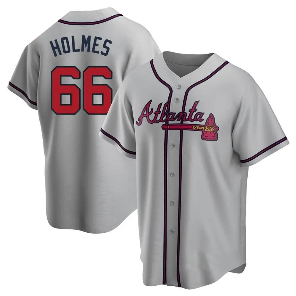 CAdoa A.Braves #66 Grant Holmes Player Gray Replica Road Stitched Jerseys