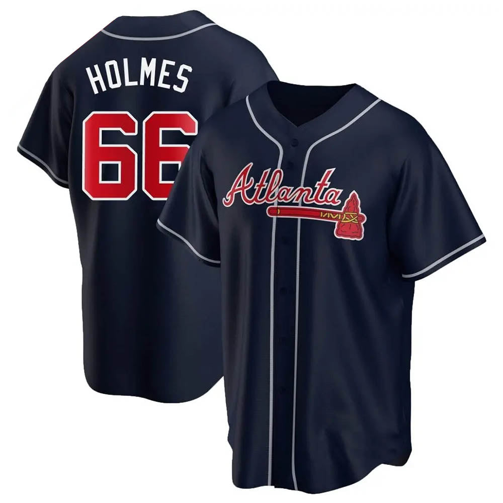 CAdoa A.Braves #66 Grant Holmes Player Navy Replica Alternate Stitched Jerseys