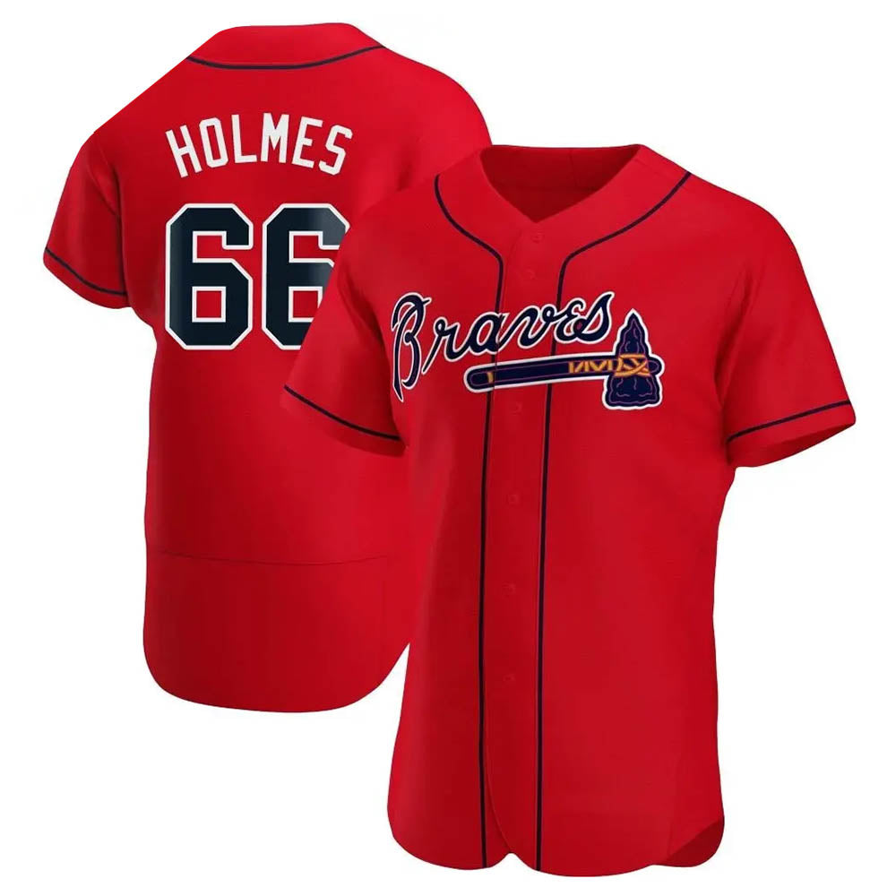 CAdoa A.Braves #66 Grant Holmes Player Red Authentic Alternate Stitched Jerseys