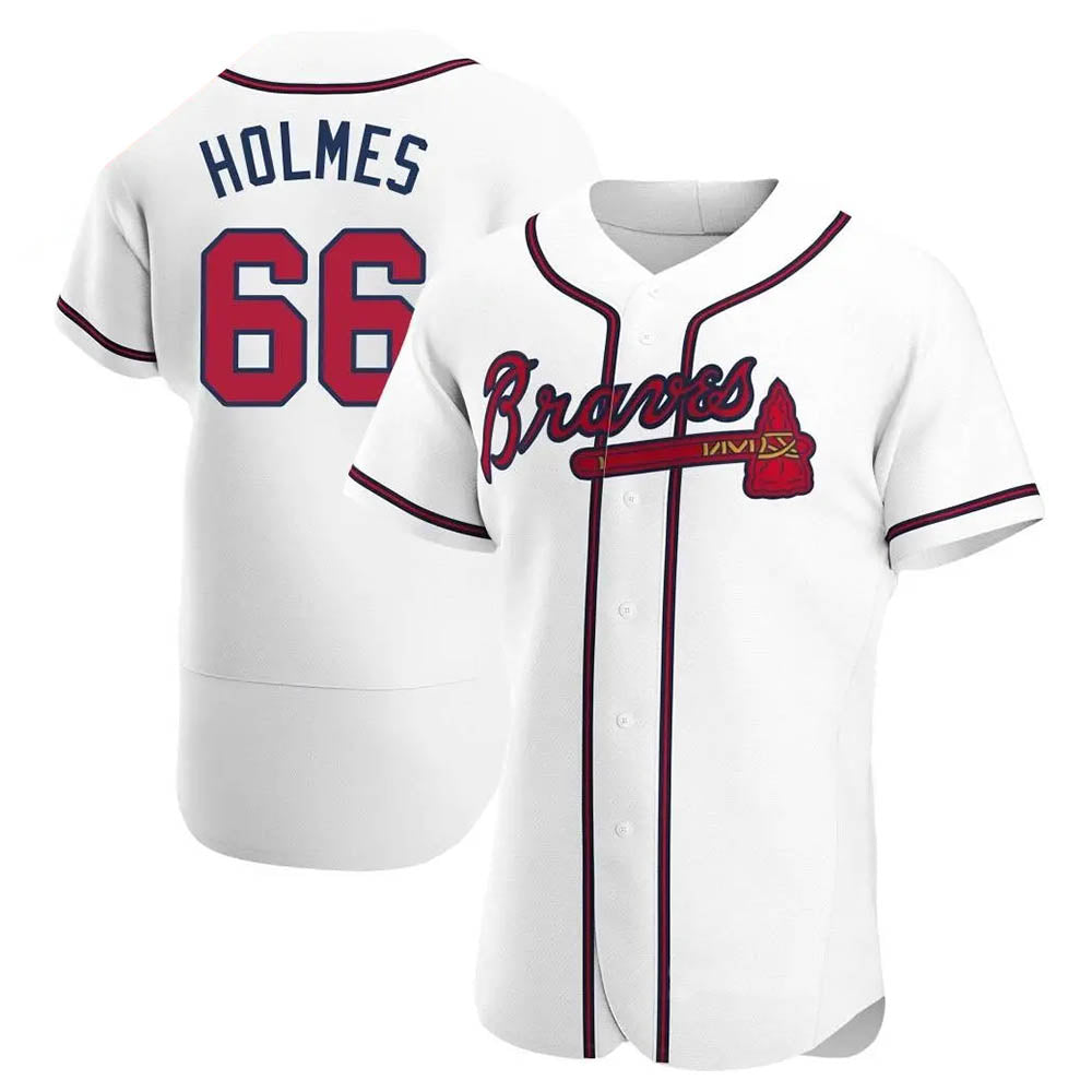 CAdoa A.Braves #66 Grant Holmes Player White Authentic Home Stitched Jerseys