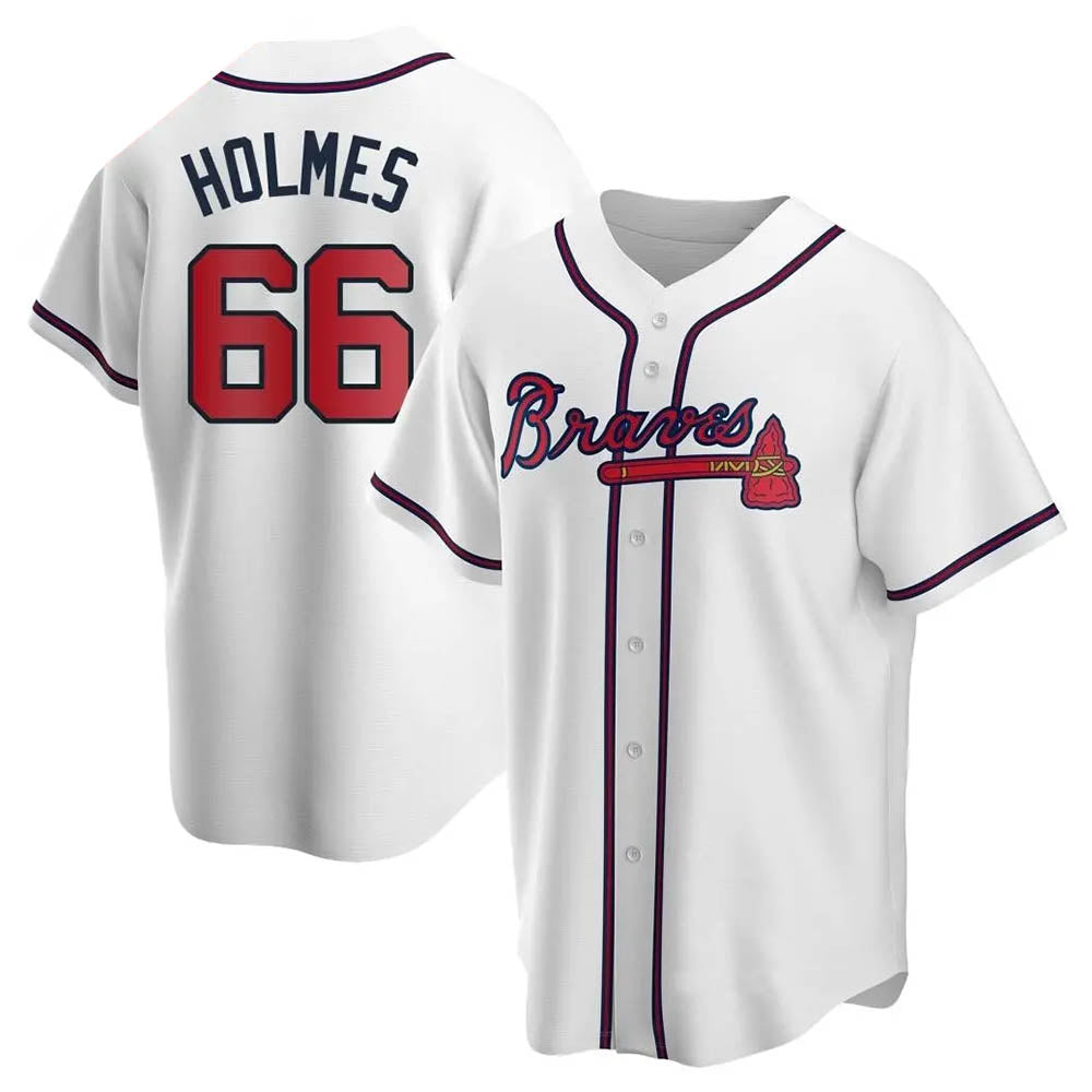 CAdoa A.Braves #66 Grant Holmes Player White Replica Home Stitched Jerseys