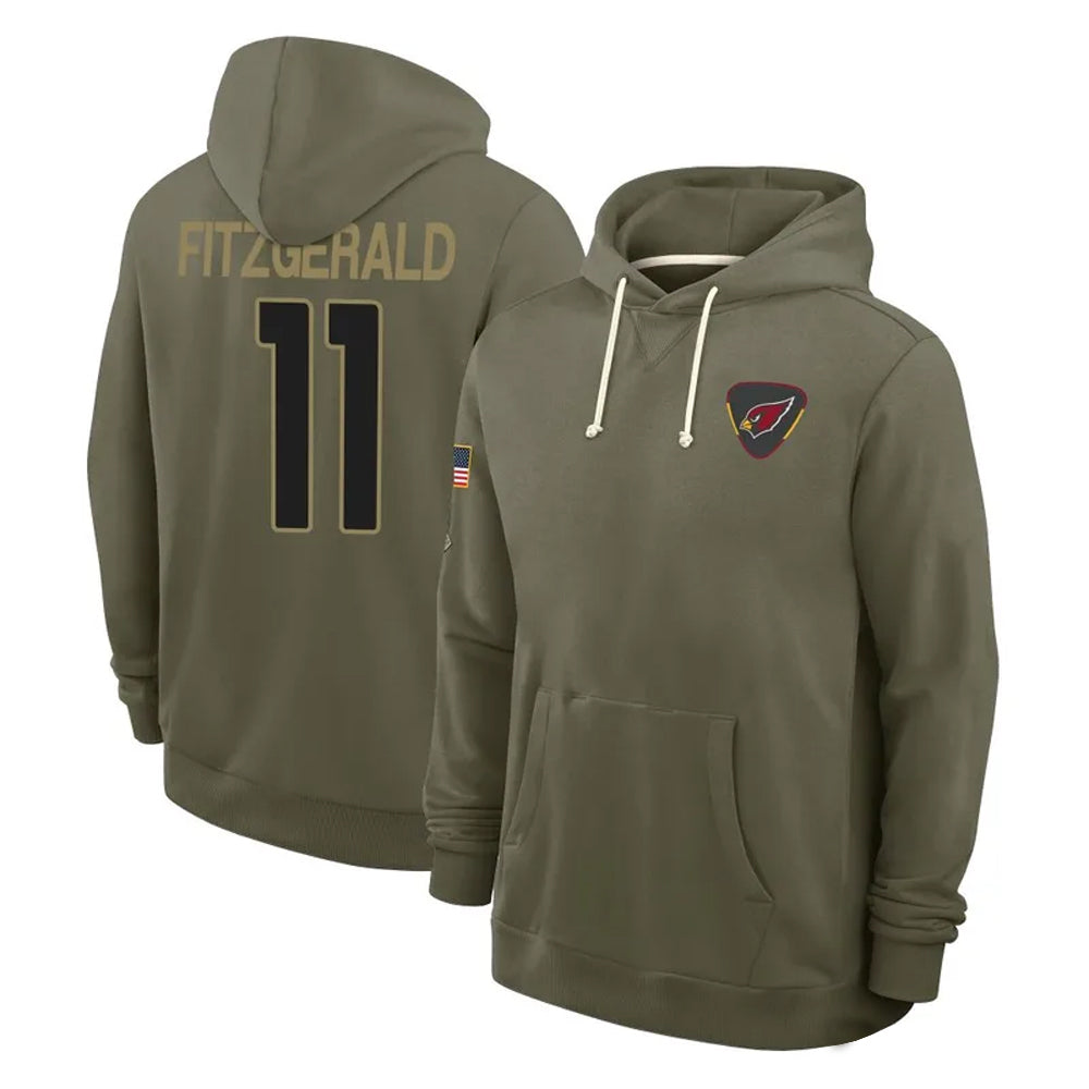 CAdoa A.Cardinals #11 Larry Fitzgerald Player Olive Salute to Service Hoodies Stitched Jerseys