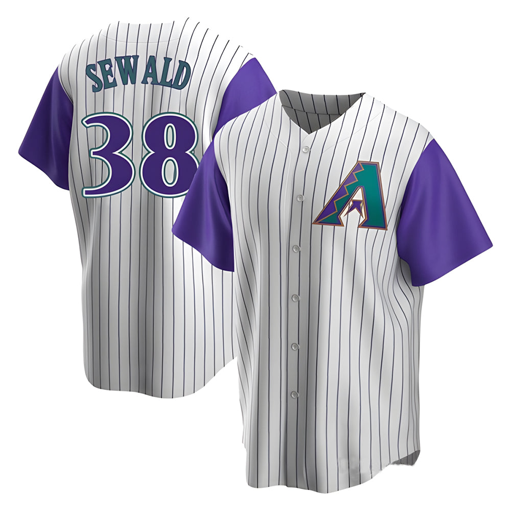 CAdoa A.Diamondbacks #38 Paul Sewald Player  Cream Purple Alternate Cooperstown Collection Stitched Jersey