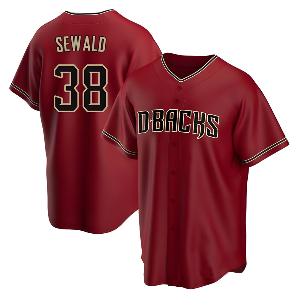 CAdoa A.Diamondbacks #38 Paul Sewald Player Red Alternate Replica Stitched Jersey