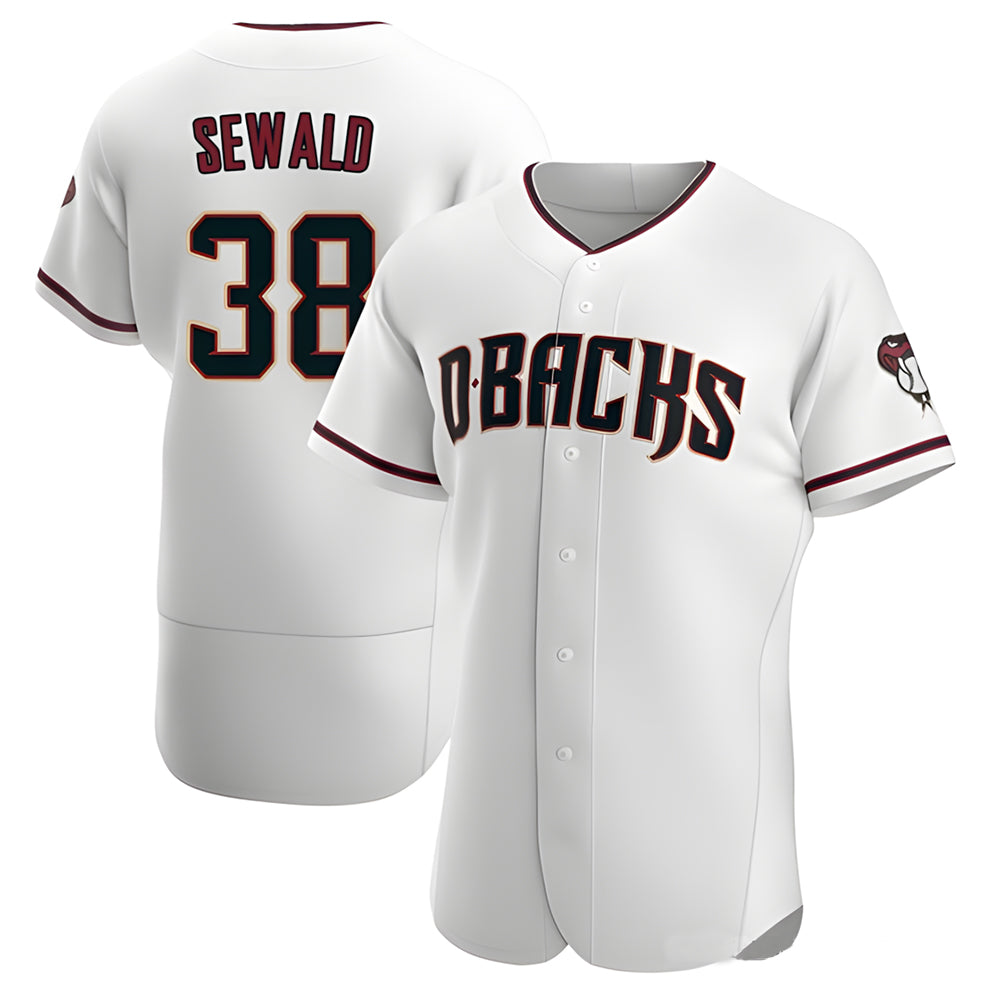 CAdoa A.Diamondbacks #38 Paul Sewald Player White Authentic Crimson Home Stitched Jersey