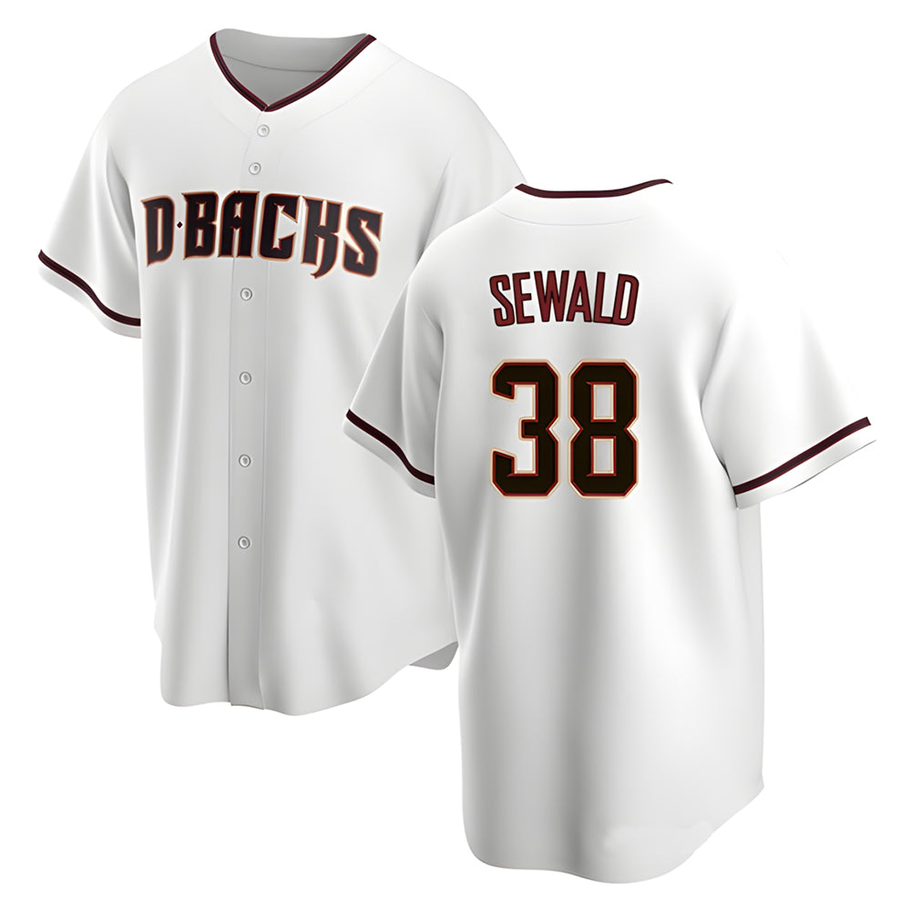 CAdoa A.Diamondbacks #38 Paul Sewald Player White Replica Home Stitched Jersey