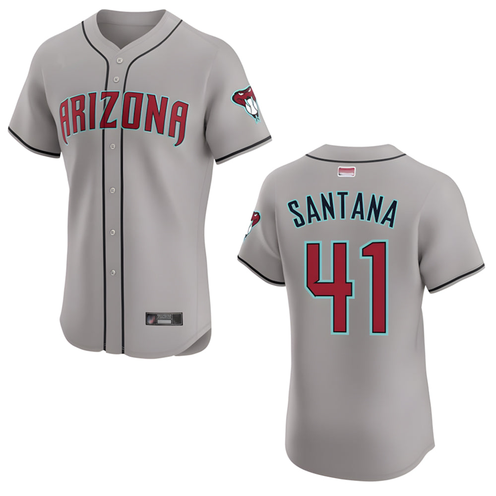 CAdoa A.Diamondbacks #41 Carlos Santana Player Gray game time Stitched Jersey