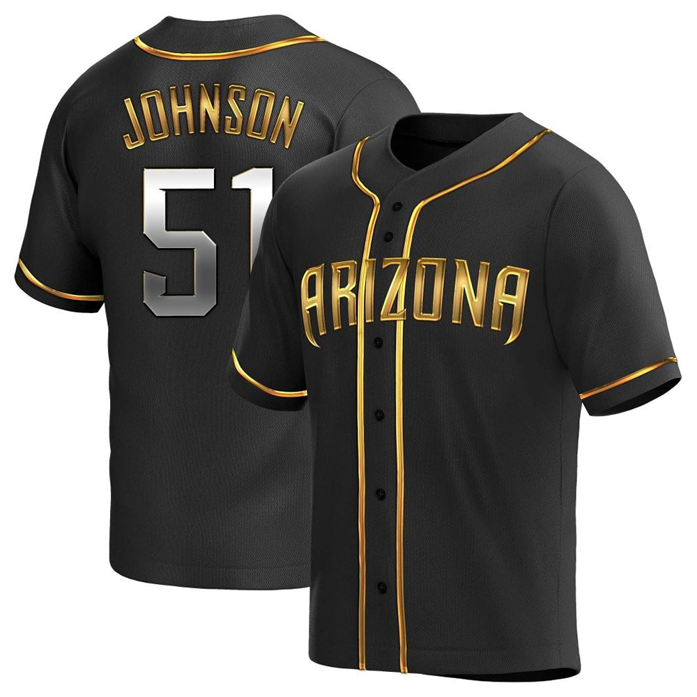 CAdoa A.Diamondbacks #51 Randy Johnson Player Black Golden Replica Alternate Stitched Jerseys