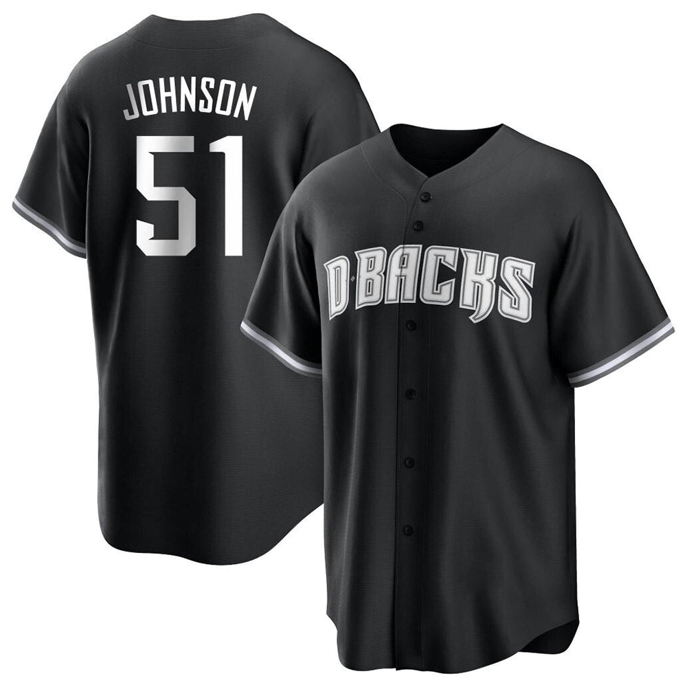 CAdoa A.Diamondbacks #51 Randy Johnson Player Black White Replica Alternate Stitched Jerseys