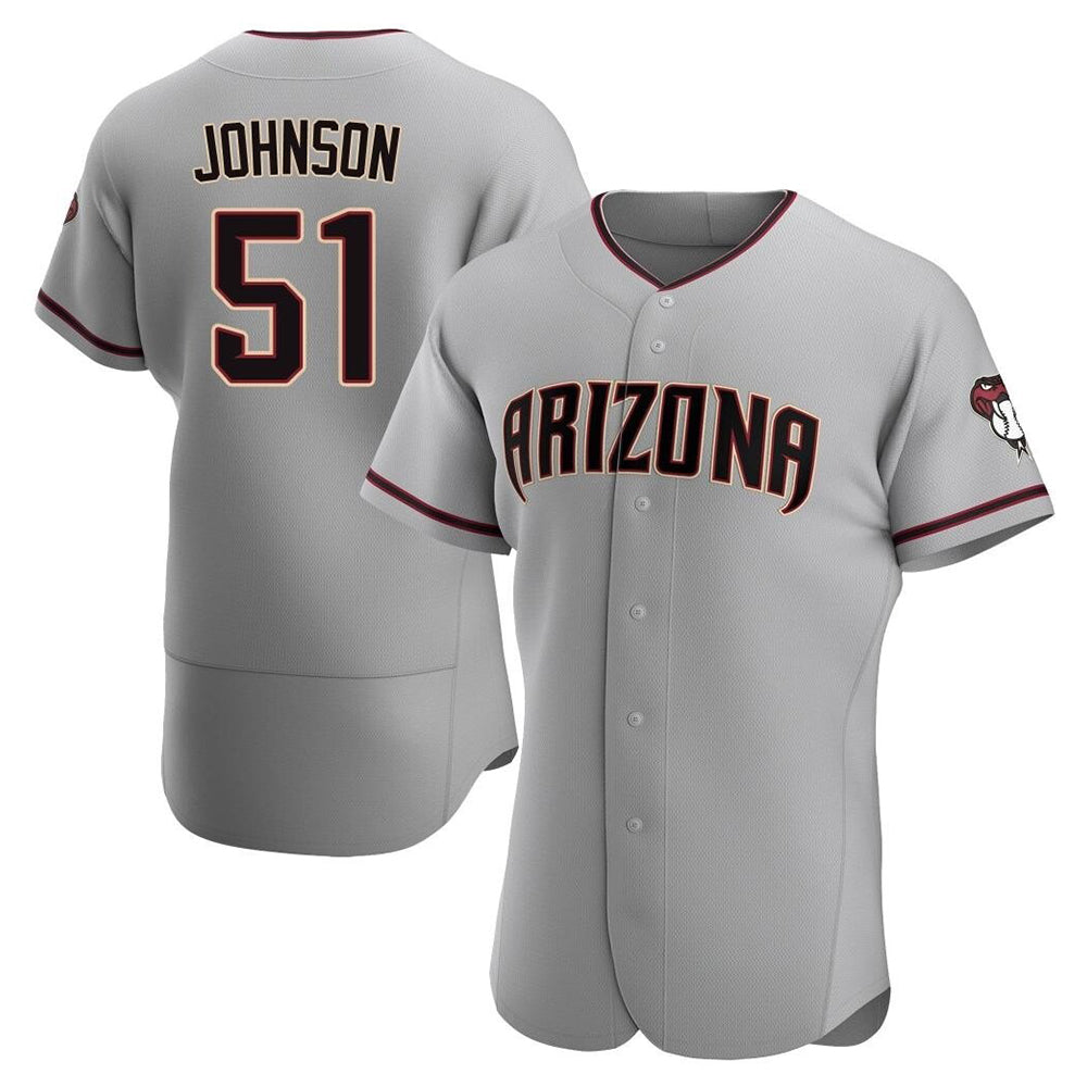 CAdoa A.Diamondbacks #51 Randy Johnson Player Gray Authentic Road Stitched Jerseys
