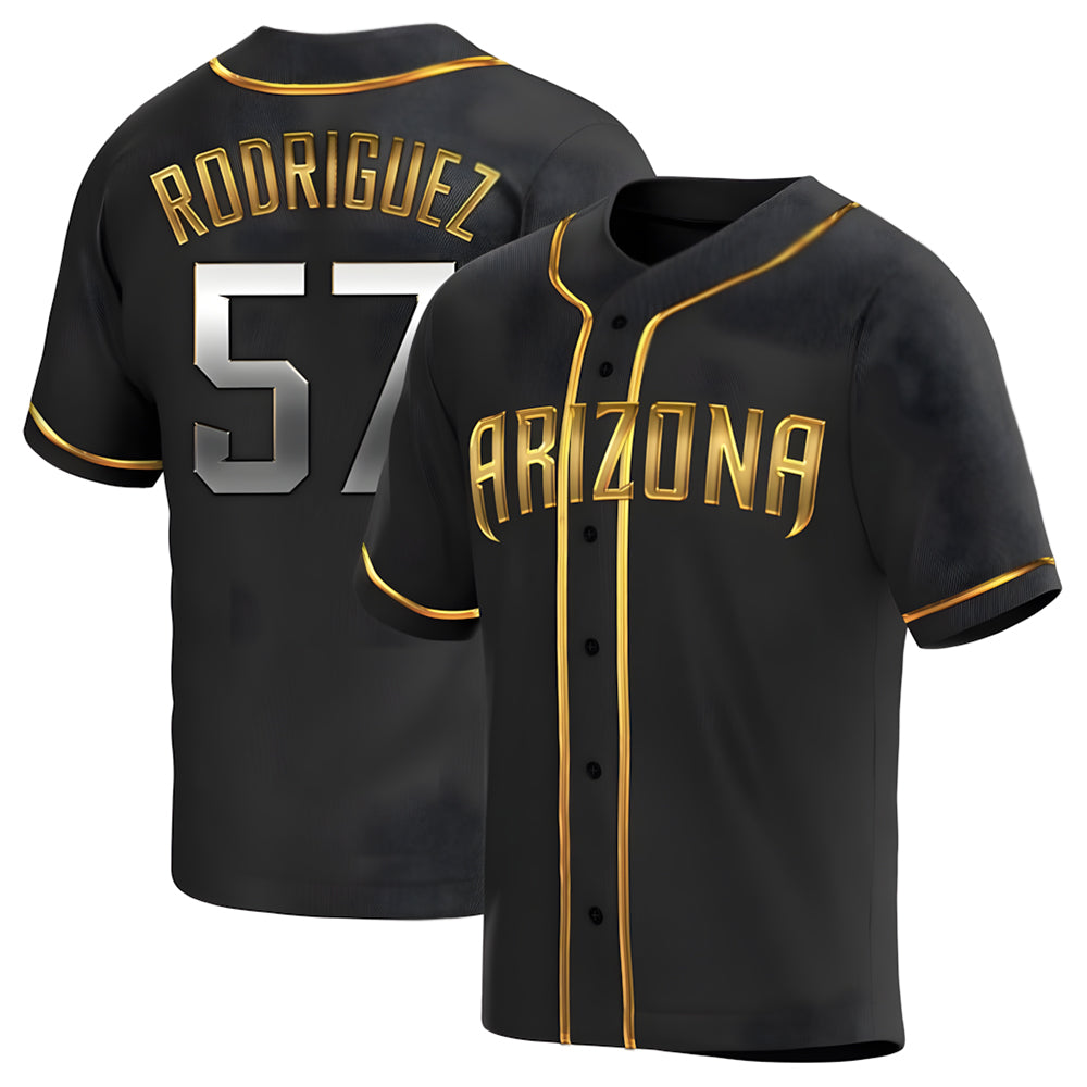 CAdoa A.Diamondbacks #57 Eduardo Rodriguez Player Black Golden Replica Alternate Stitched Jersey