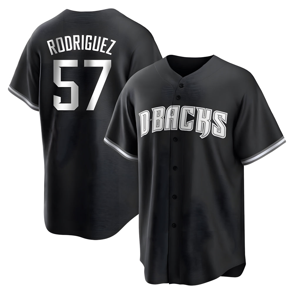 CAdoa A.Diamondbacks #57 Eduardo Rodriguez Player Black White Replica Alternate Stitched Jersey