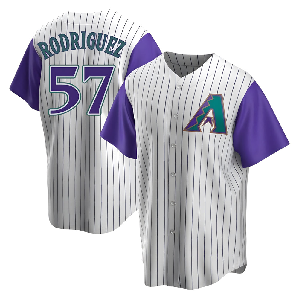 CAdoa A.Diamondbacks #57 Eduardo Rodriguez Player  Cream Purple Replica Alternate Cooperstown Collection Stitched Jersey