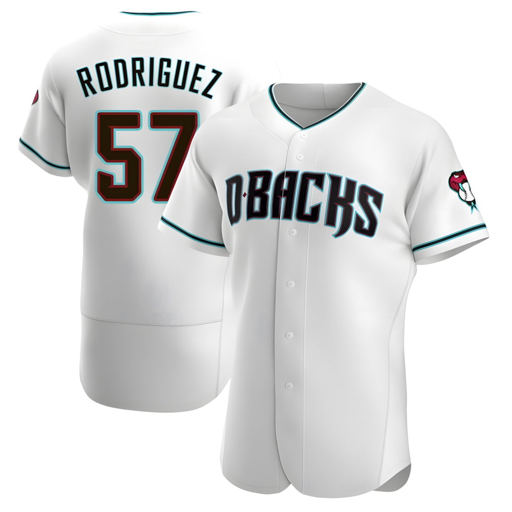 CAdoa A.Diamondbacks #57 Eduardo Rodriguez Player White Teal Alternate Stitched Jersey
