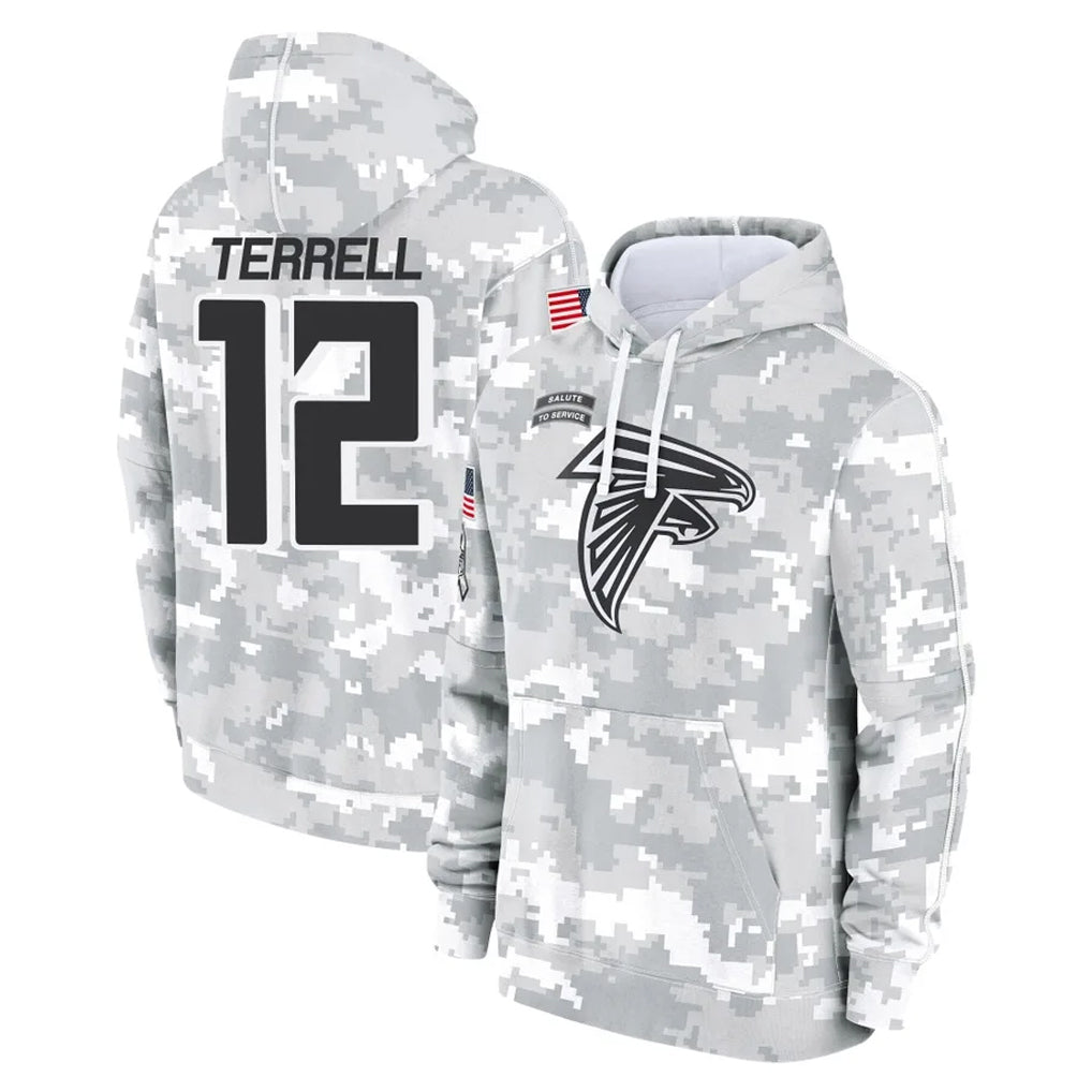 CAdoa A.Falcons #12 Avieon Terrell Player Arctic Camo Salute to Service Limited Hoodie Stitched Jerseys