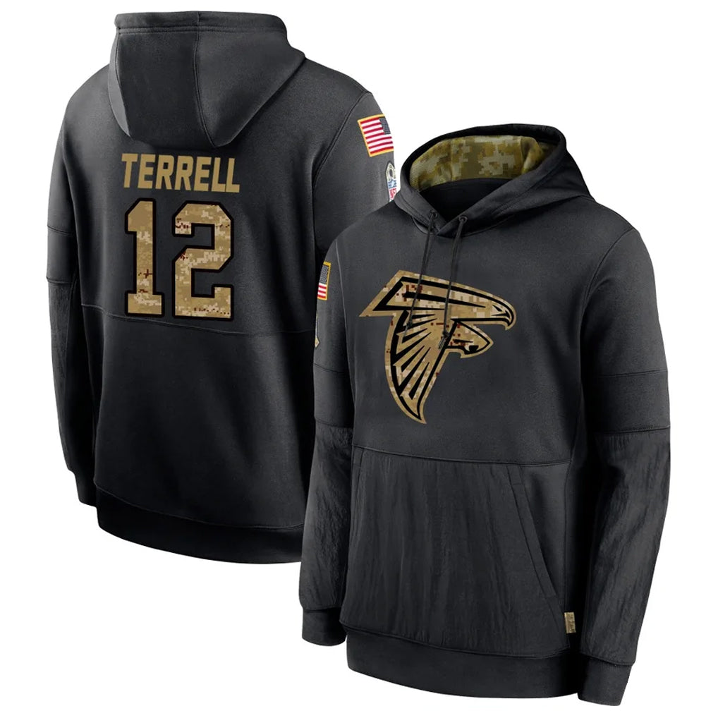 CAdoa A.Falcons #12 Avieon Terrell Player Black Salute to Service Limited Black Hoodie Stitched Jerseys