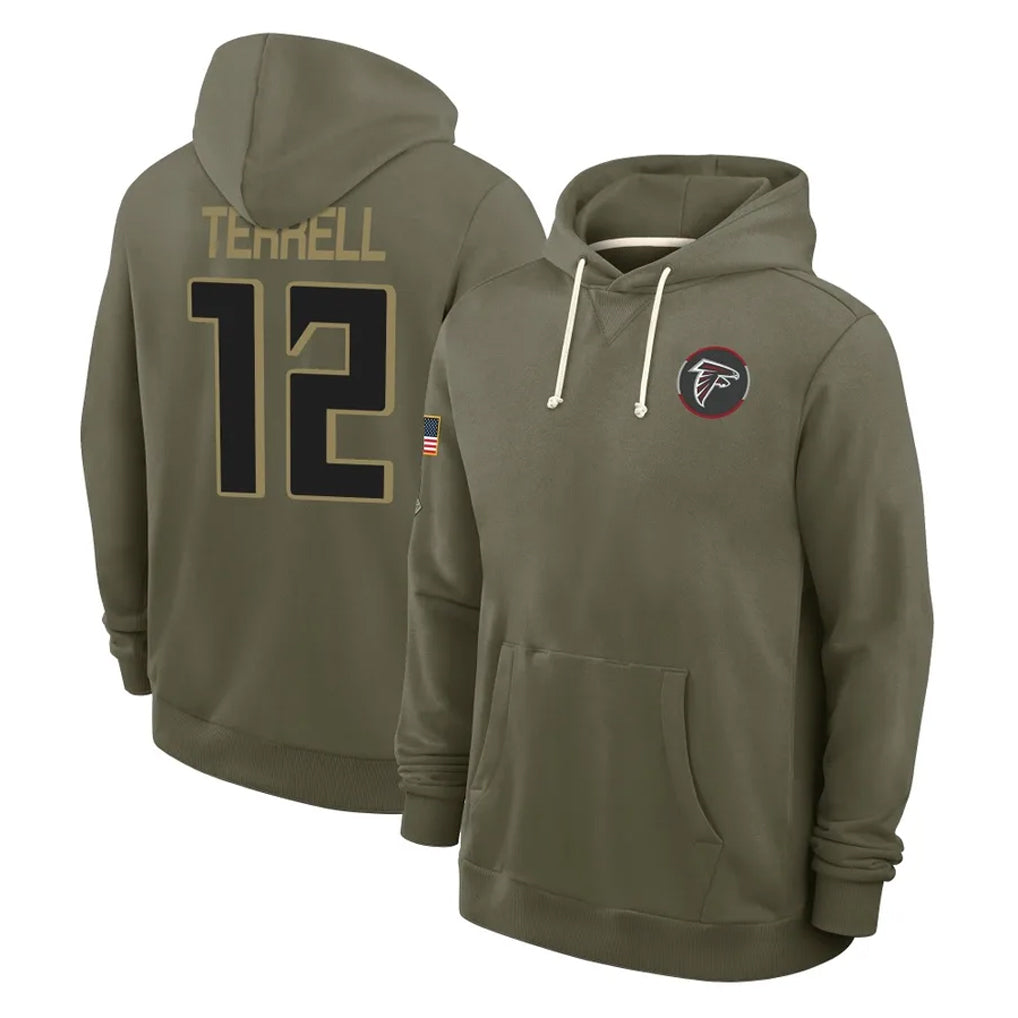 CAdoa A.Falcons #12 Avieon Terrell Player Olive 2025 Salute to Service Hoodies Stitched Jerseys