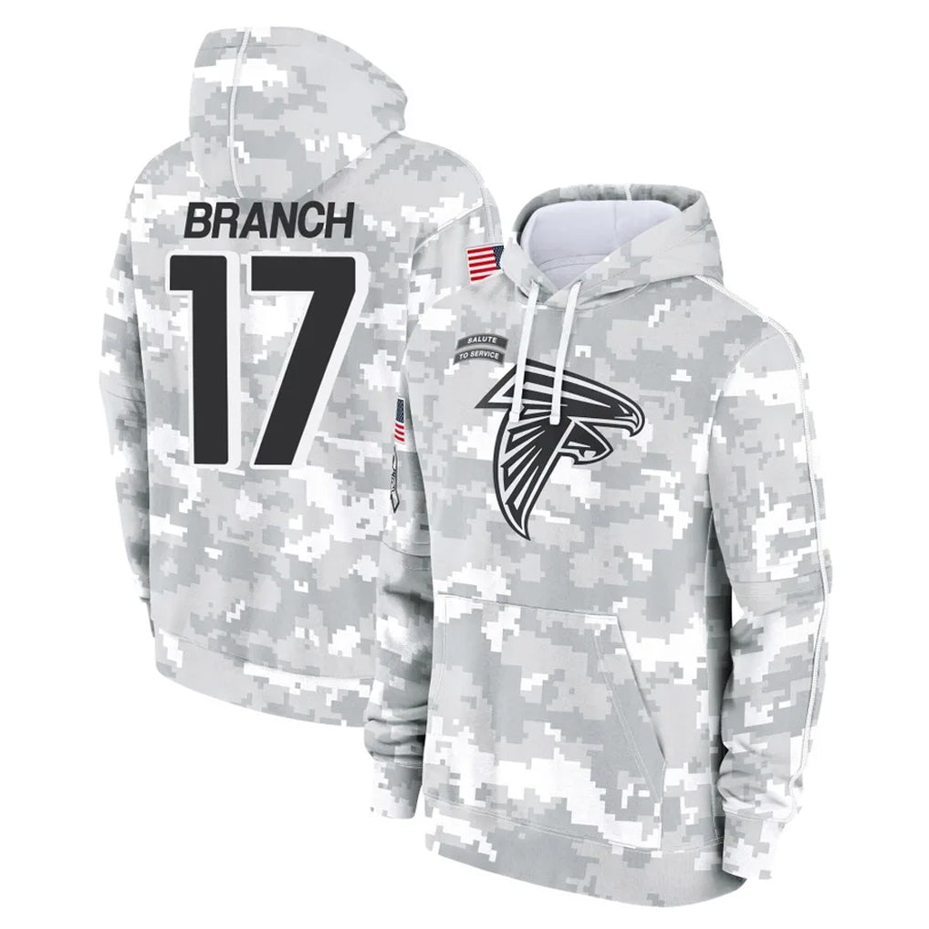 CAdoa A.Falcons #17 Zachariah Branch Player Arctic Camo Salute to Service Limited Hoodie Stitched Jerseys
