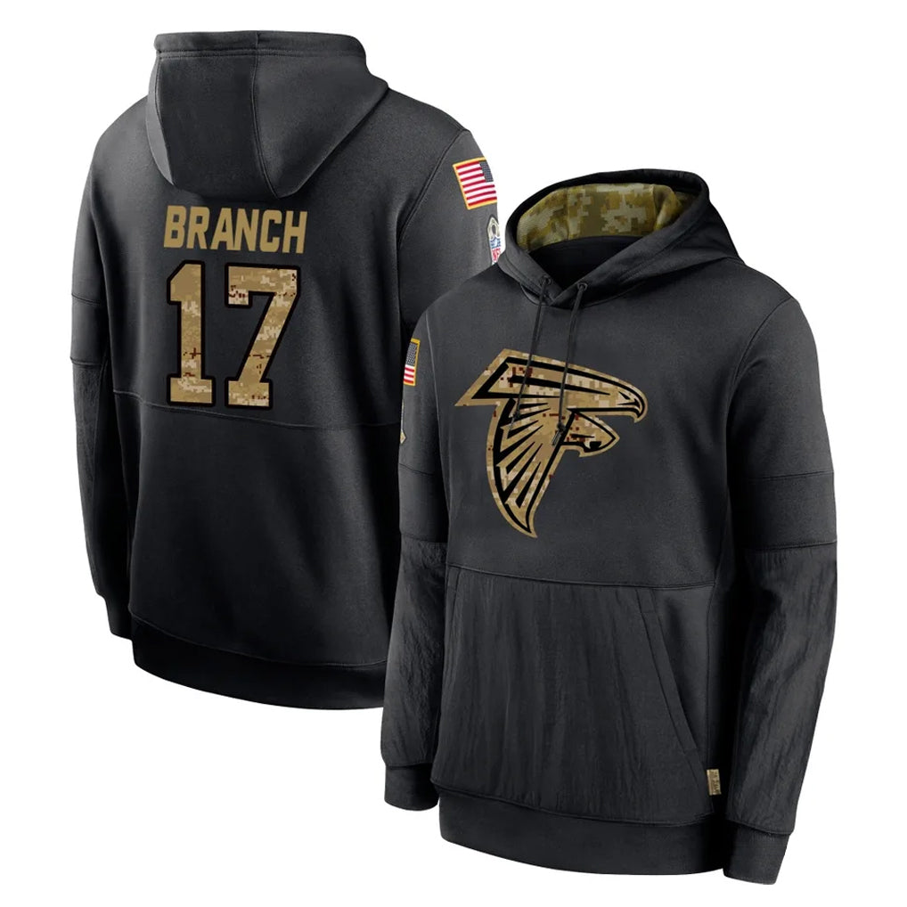 CAdoa A.Falcons #17 Zachariah Branch Player Black Salute to Service Limited Black Hoodie Stitched Jerseys