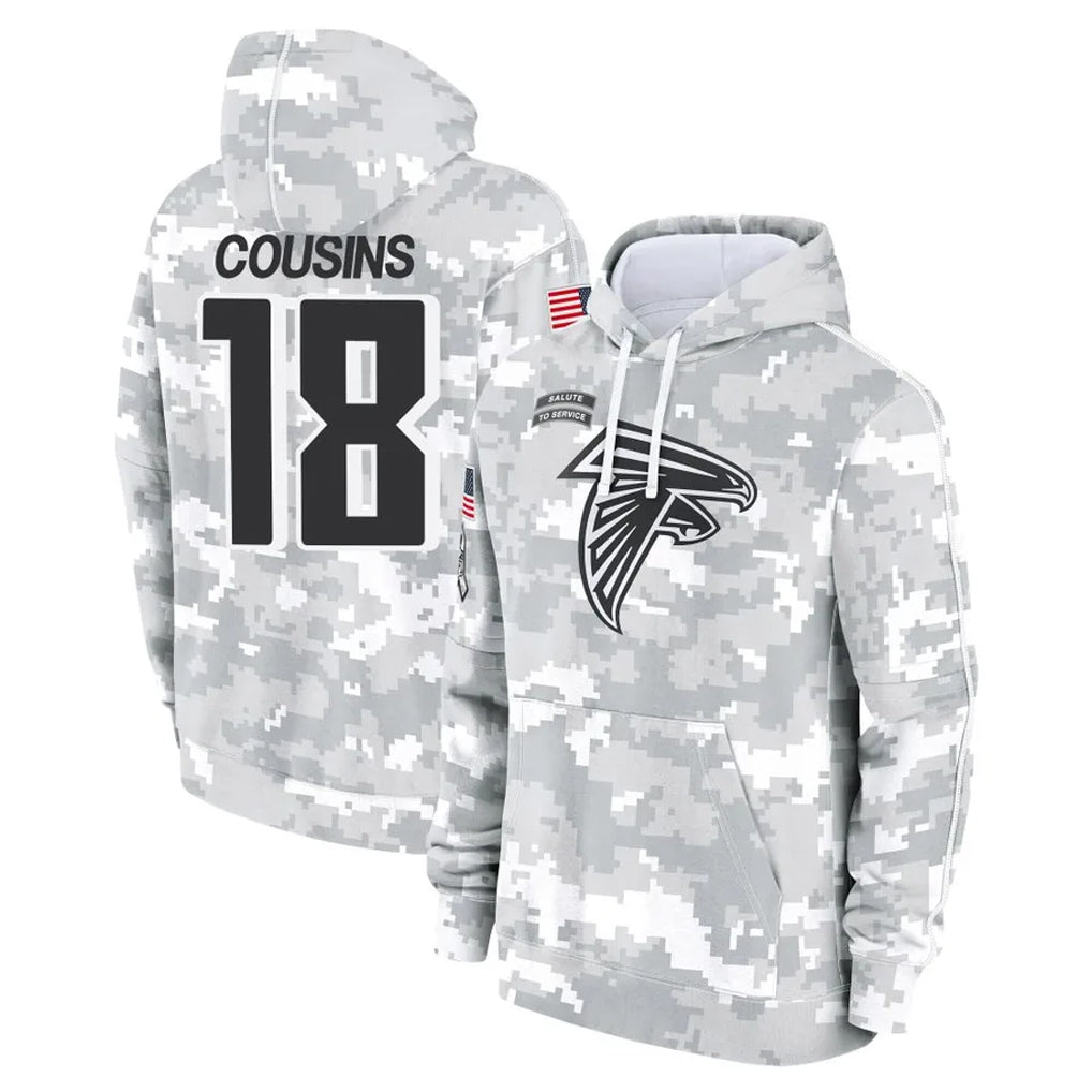 CAdoa A.Falcons #18 Kirk Cousins Player Arctic Camo Salute to Service Limited Hoodie Stitched Jerseys