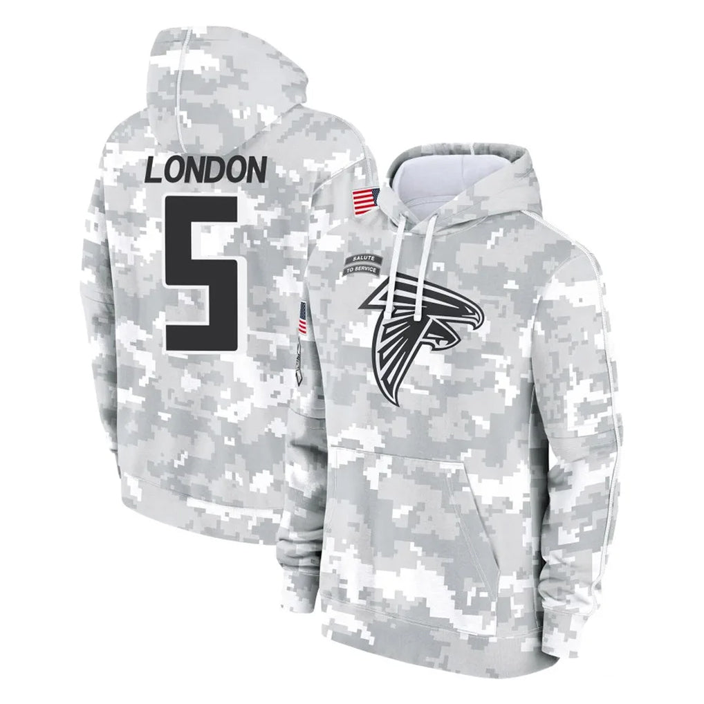 CAdoa A.Falcons #5 Drake London Player Camo Arctic Salute to Service Hoodies Limited Stitched Jerseys