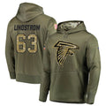 CAdoa A.Falcons #63 Chris Lindstrom Player Olive Salute to Service Club Fleece Hoodie Stitched Jerseys