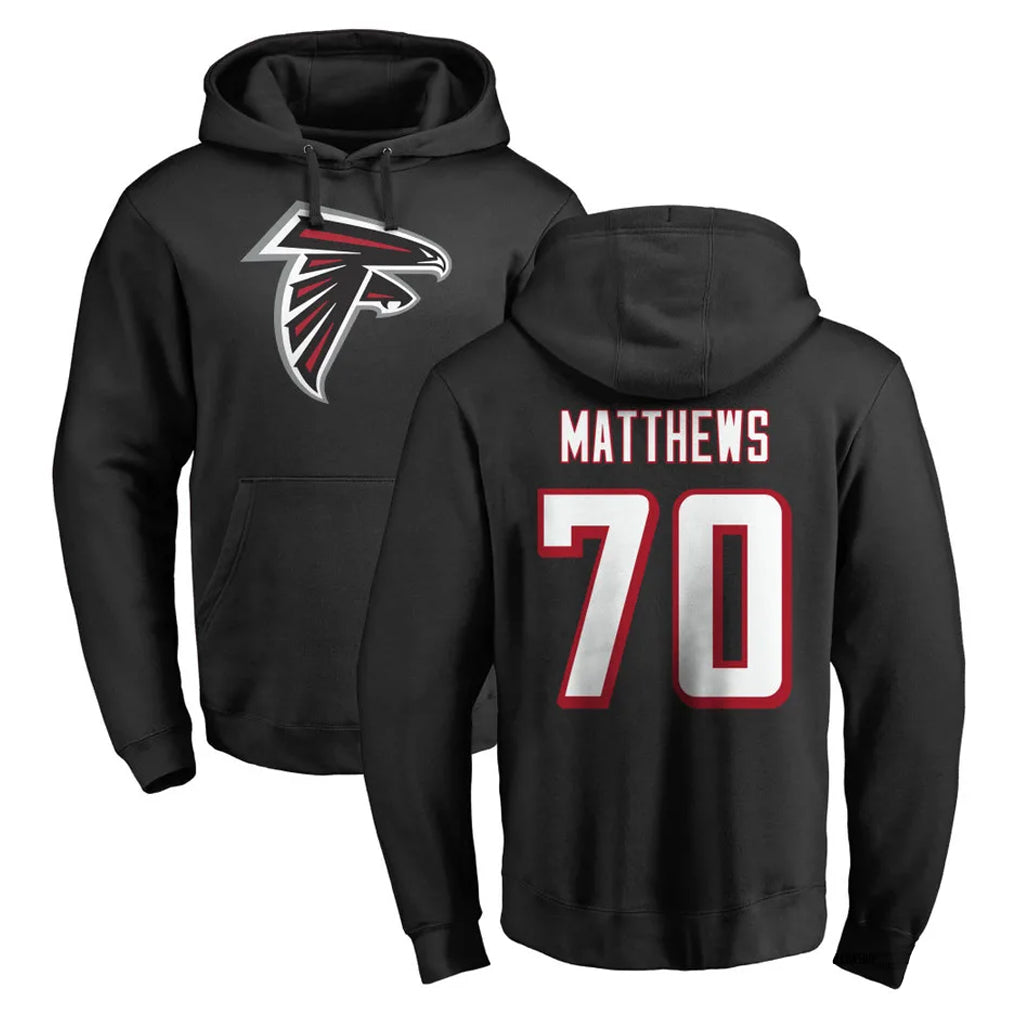 CAdoa A.Falcons #70 Jake Matthews Player Black Salute to Service Hoodies Stitched Jerseys