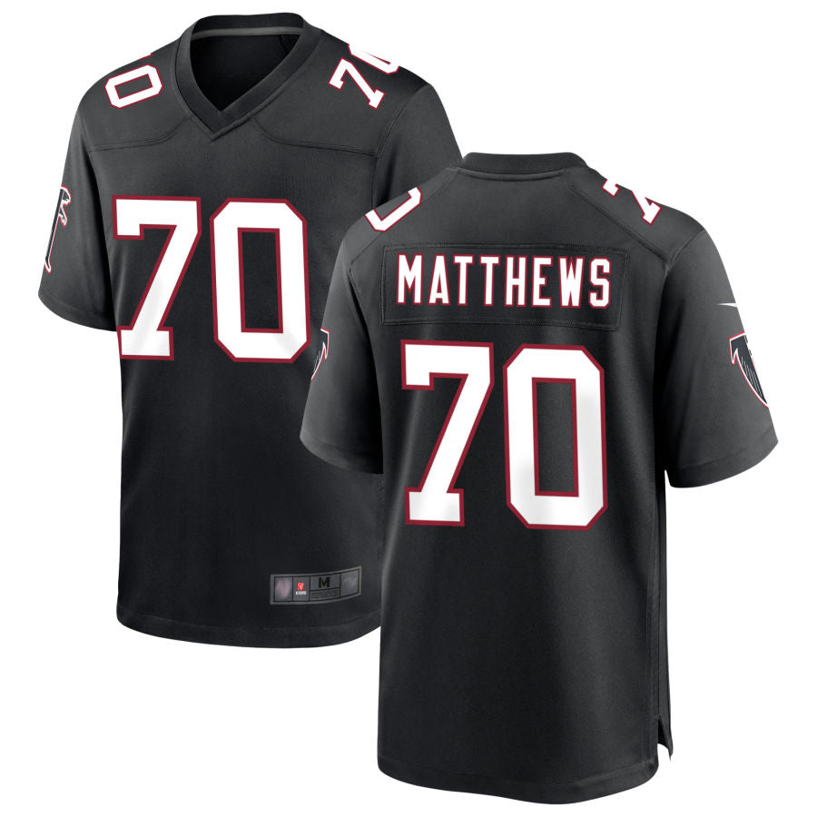 CAdoa A.Falcons #70 Jake Matthews Player Black Throwback Game Stitched Jerseys