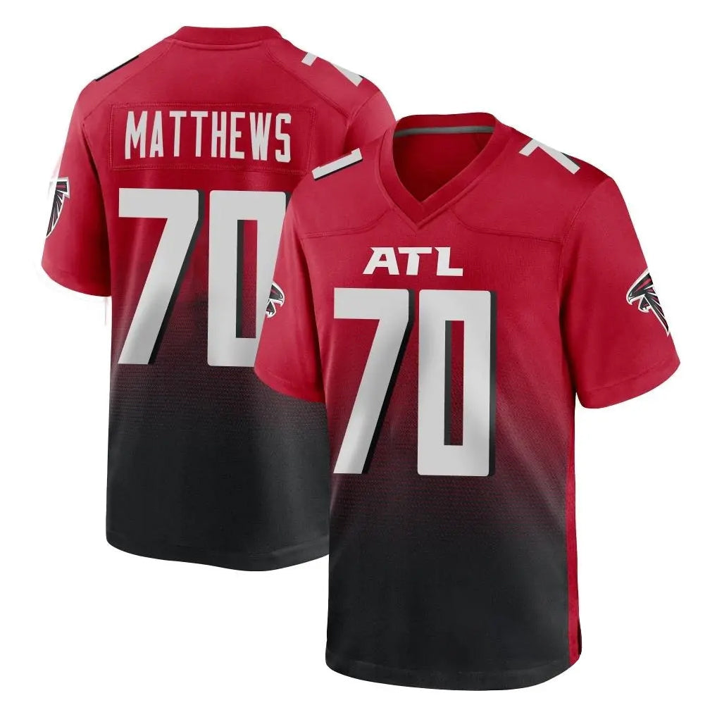 CAdoa A.Falcons #70 Jake Matthews Player Red Home Game Stitched Jerseys
