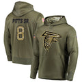 CAdoa A.Falcons #8 Kyle Pitts Player Salute to Service Club Fleece Olive Hoodie Stitched Jerseys