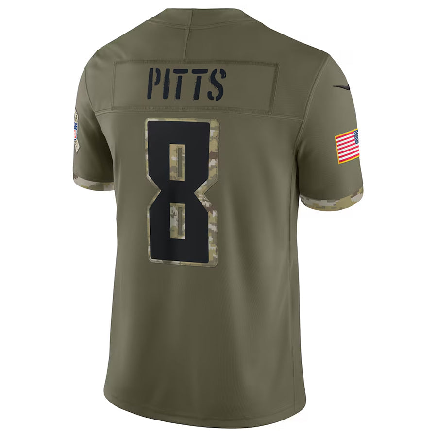 CAdoa A.Falcons #8 Kyle Pitts Sr. Player Olive Salute To Service Limited Stitched Jerseys